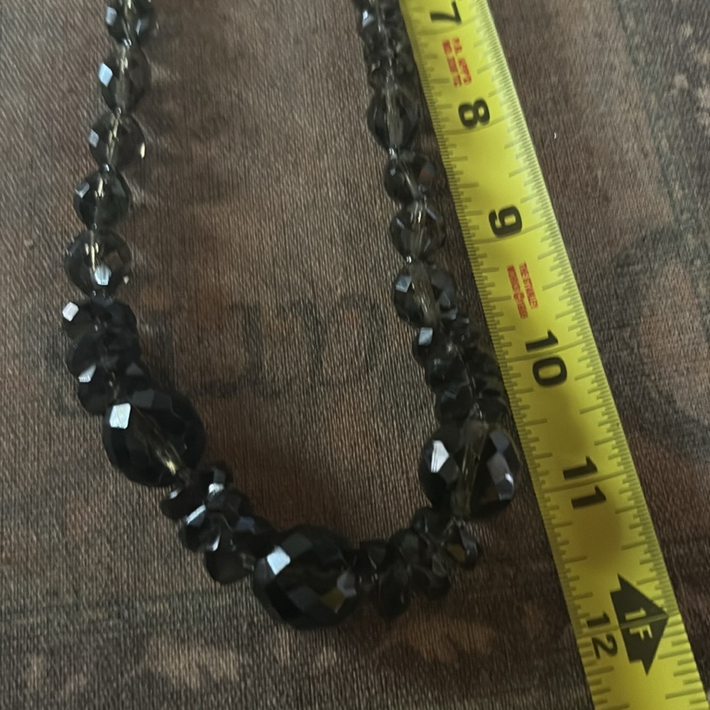 Hombre Smoky quartz coloured vintage facetted glass Beaded Necklace - Picture 3 of 4